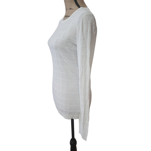 NWT Boss Italian Designer Long Sleeve Cream White Textured Sweater Top - Large - Picture 4 of 9